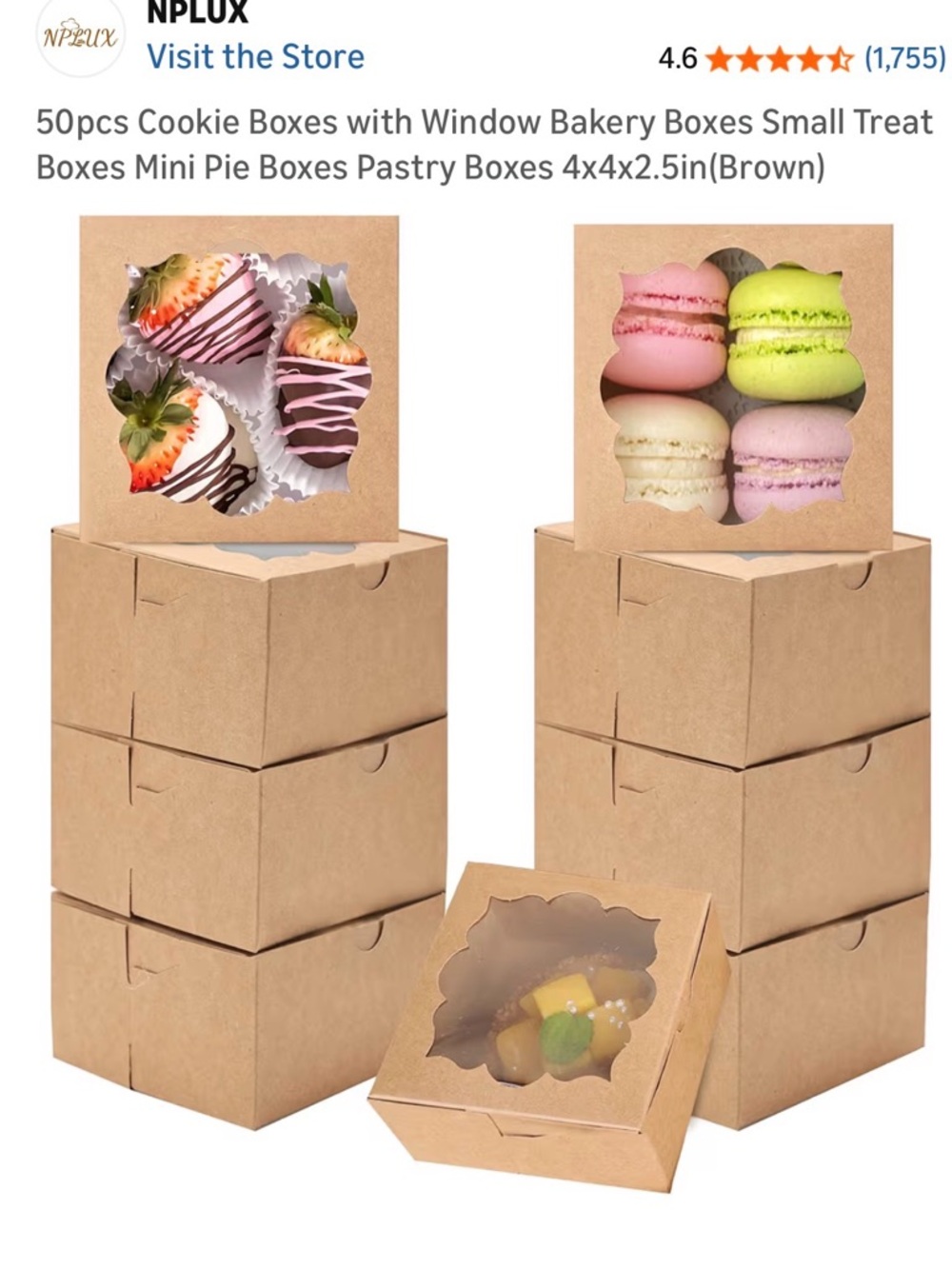 Neutral Kraft Gift/Bakery Boxes with Clear Cut Out Window 50ct